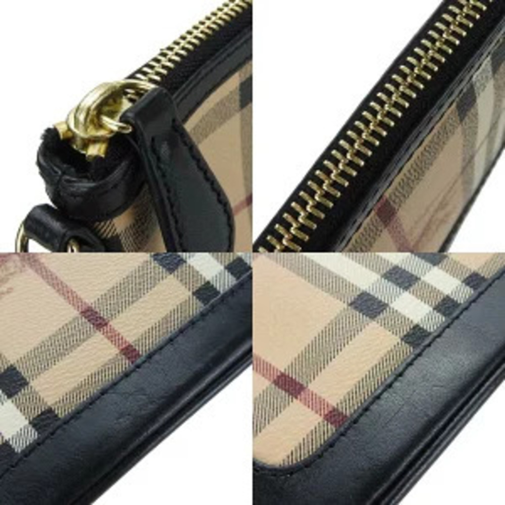 Burberry Shoulder Bag Leather Beige Black Nova Check Shadow Black Horse Pouch - Picture 6 of 11